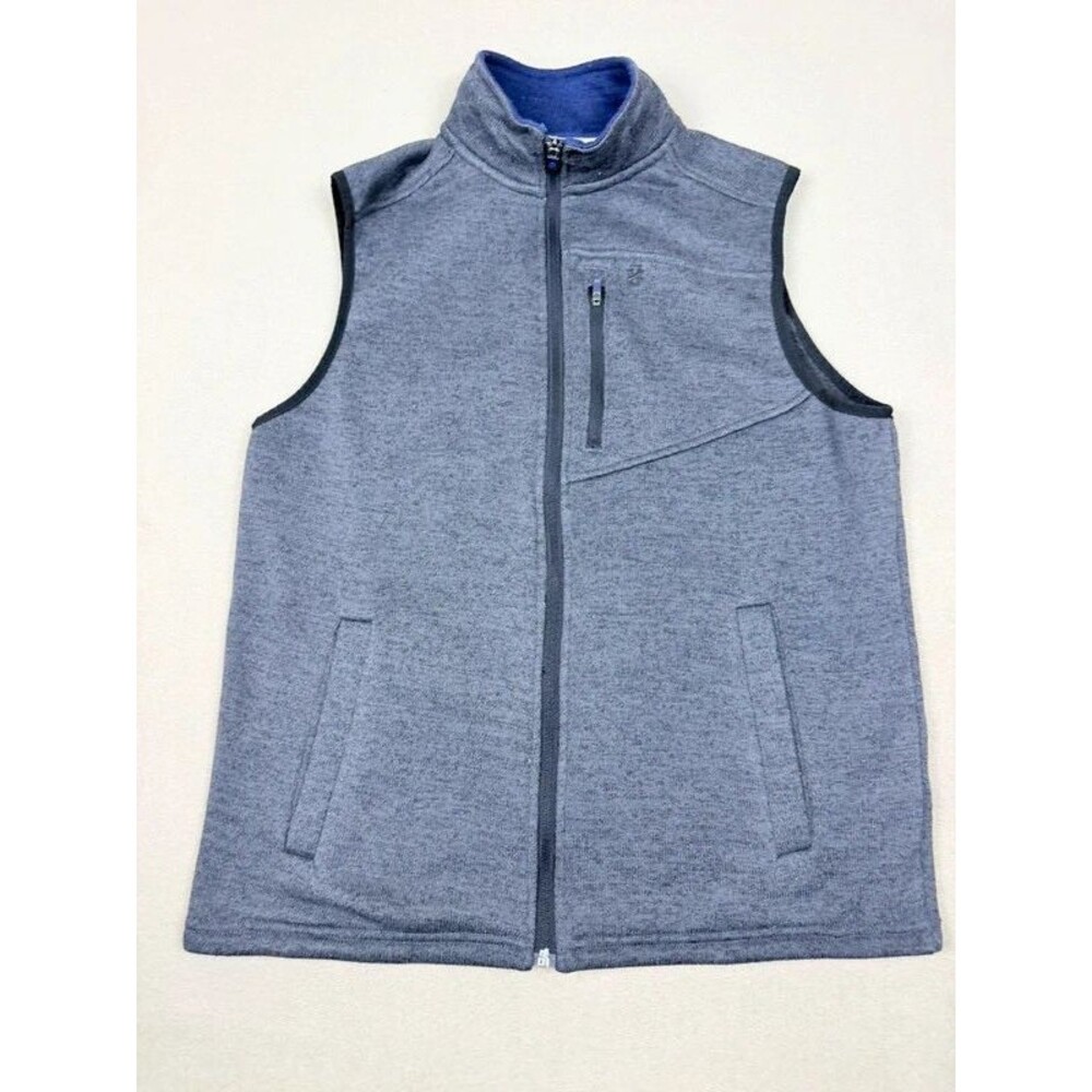 IZOD Men's Sweater Fleece Vest Gray Full Zip Outdoor